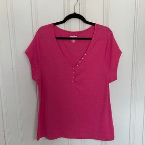 💚 NWOT Old Navy Perfect Henley Tee Pink xxl